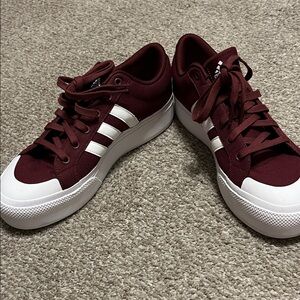 adidas Maroon and White Athletic Shoes